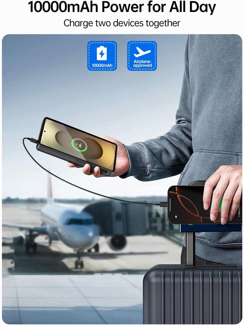 Newdery for Samsung Galaxy S25 Ultra Battery Case 6.9",10000mAh Portable Power Bank with LED Display, Qi Wireless Charger & 20W USB C Fast Charging, Sync-Data Supported Black - Image 3